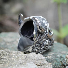Warrior Horns Skull Ring